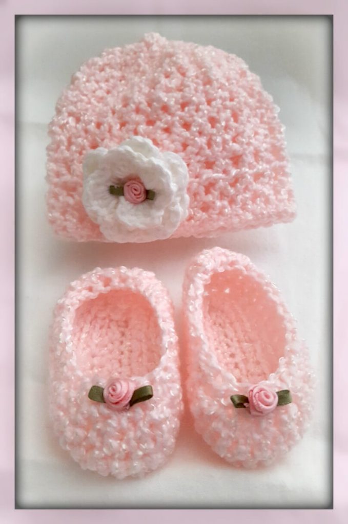 Crocheted Newborn Hat and Slippers from www.thisautoimmunelife.com
