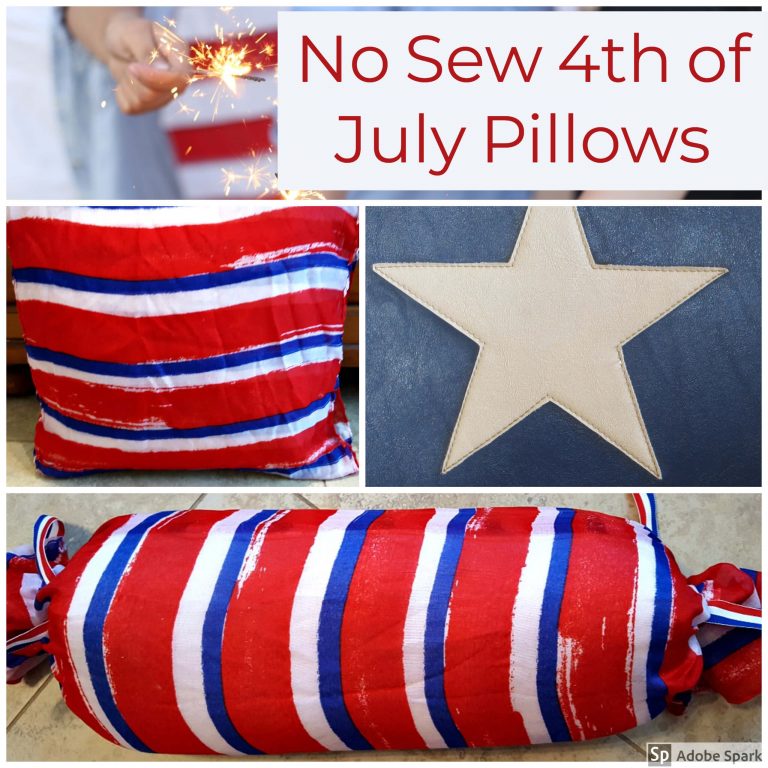 Patriotic No-Sew Pillow for the June Dollar Store Craft Challenge from www.thisautoimmunelife.com