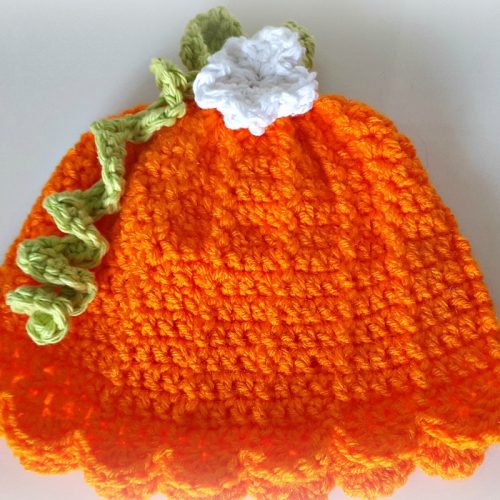Cute baby crocheted pumpkin hat for the September Pinterest Challenge from www.thisautoimmunelife.com