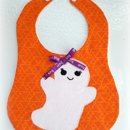 Halloween Ghost Baby Bib for September Monthly Craft Destash Challenge from www.thisautoimmunelife.com