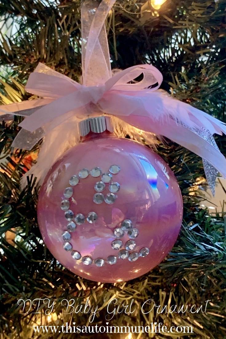 DIY beautiful baby girl Christmas Ornament made with DecoArt paint from www.thisautoimmunelife.com #Christmas #ornament #DecoArt #babygirl