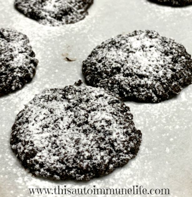 Sugar Free, Gluten Free Egg Free Chocolate Gingerbread Cookies from www.thisautoimmunelife.com #eggfree #sugarfree #glutenfree #Christmas #cookies #gingerbread